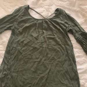 Aerie Army Green Shift Dress with Lace and Strappy